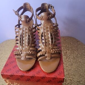 Guess brown and black summer Wedge sandals Size 8.5